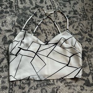 Black and white geometric crop top